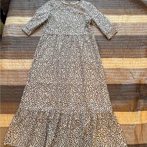 Elegant Black and White Polka Dot maxi summer beach 3/4 sleeve Dress